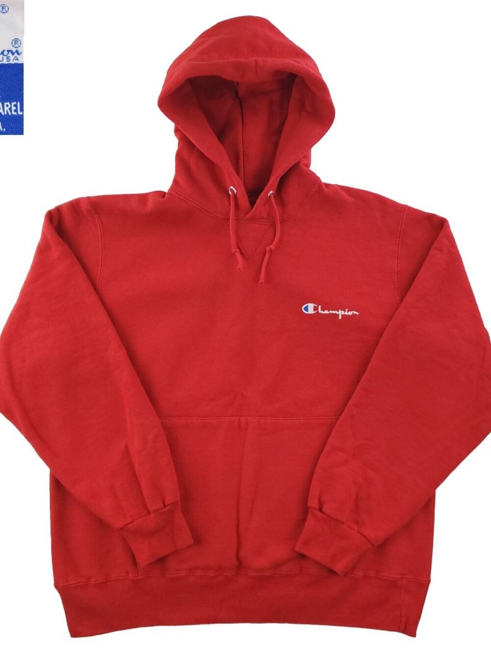 Champion Vintage Hoodie Fleece Sweatshirt Made USA Script Logo Pullover Large